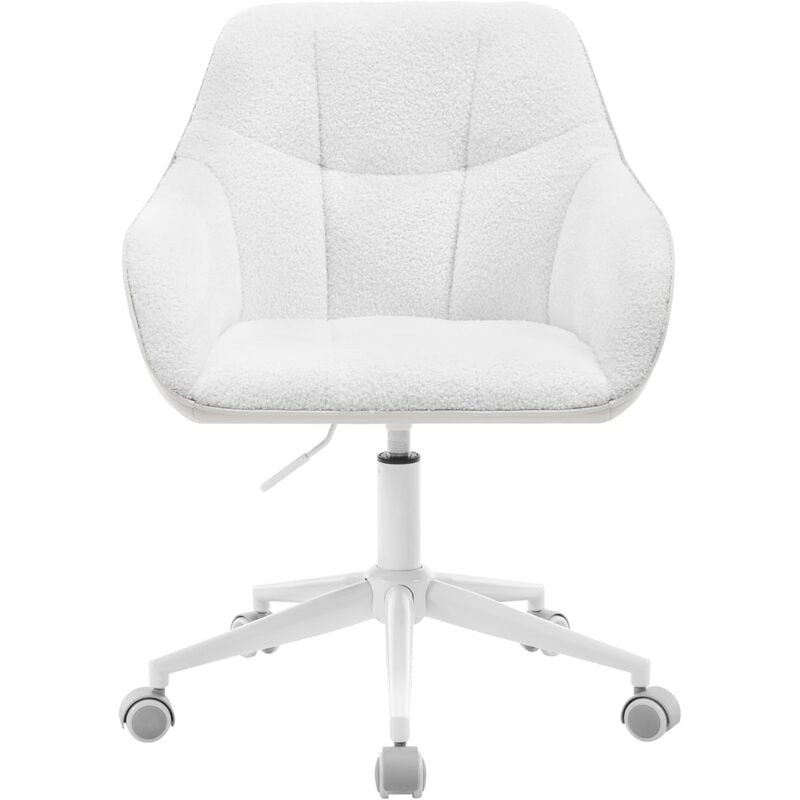 foto del prodotto woltu sedia da ufficio scrivania a rotelle girevole a 360 in boucl pu con braccioli e rotelle altezza regolabile, crema grigio