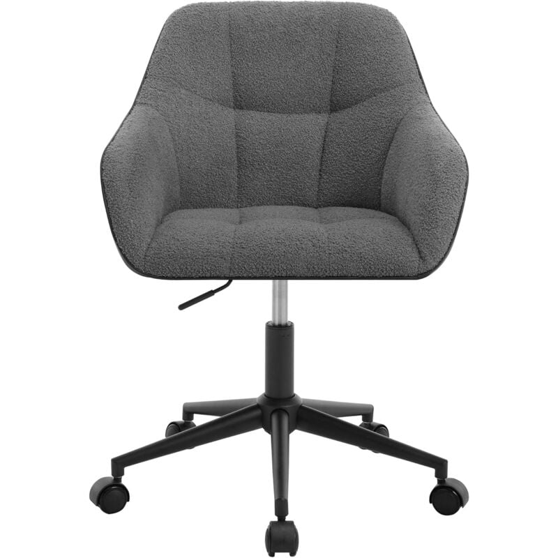 foto del prodotto woltu sedia da ufficio scrivania a rotelle girevole a 360 in boucl pu con braccioli e rotelle altezza regolabile, grigio scuro nero