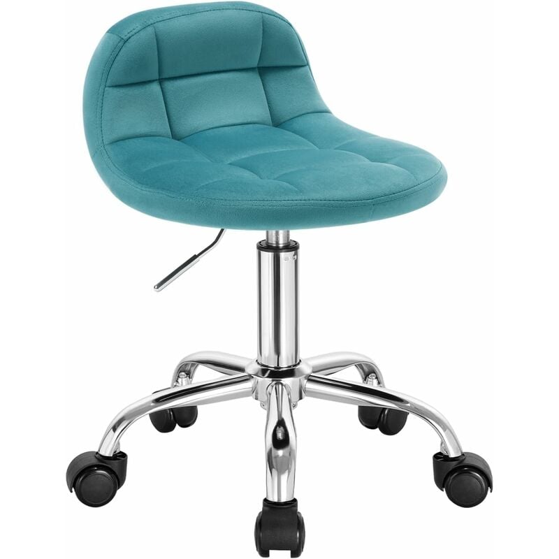 foto del prodotto woltu sedia design girevole sgabello ufficio altezza regolabile ruote in velluto azzurro