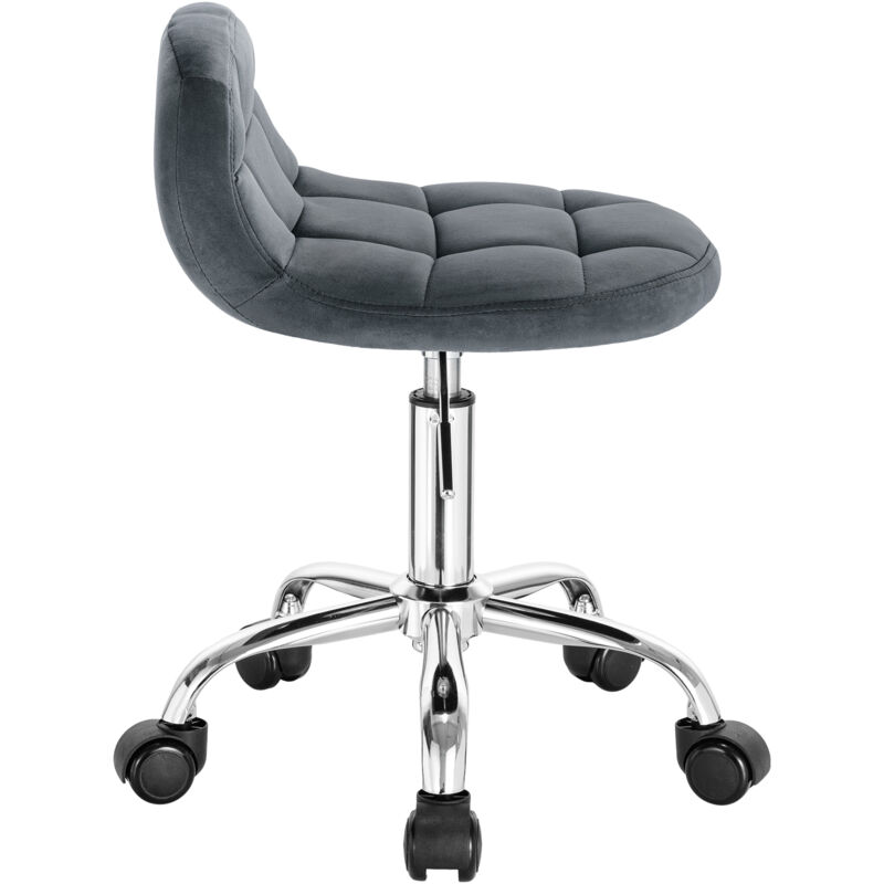 foto del prodotto woltu sedia design girevole sgabello ufficio altezza regolabile ruote in velluto grigio scuro