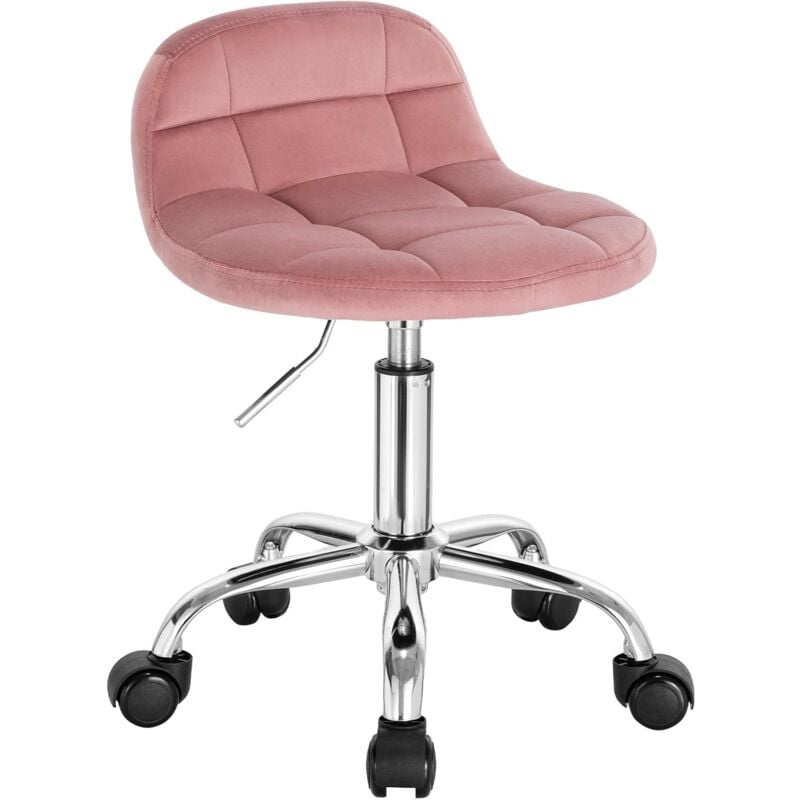 foto del prodotto woltu sedia design girevole sgabello ufficio altezza regolabile ruote in velluto rosa