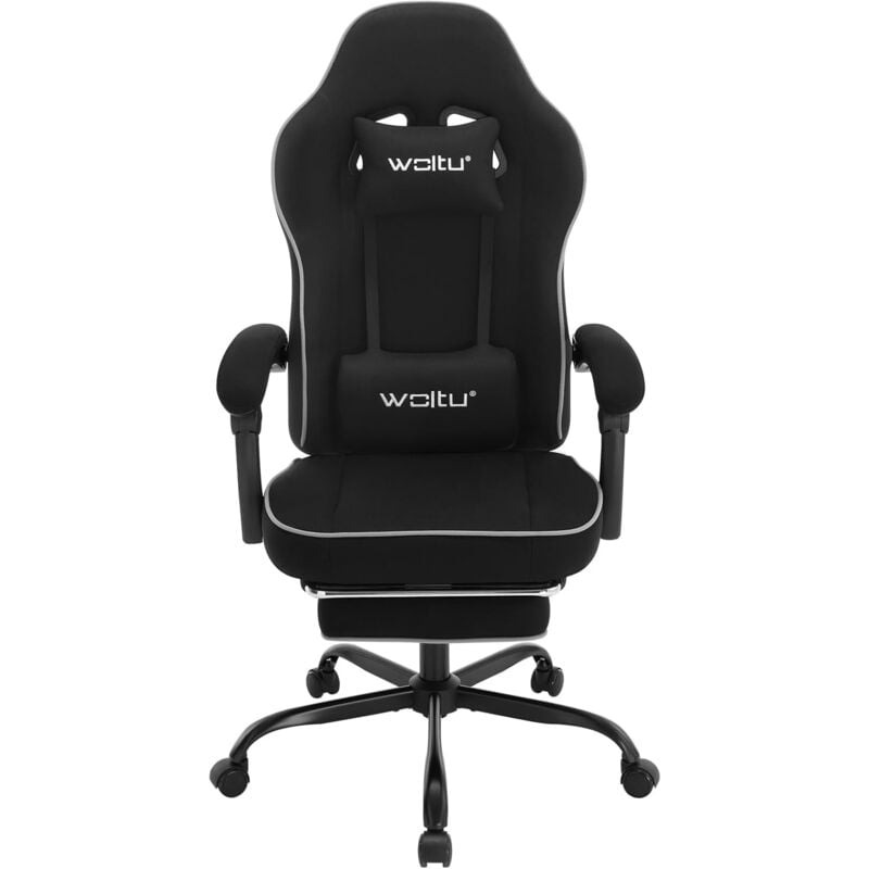 foto del prodotto woltu sedia gaming con massaggiosedia da gaming con poggiapiedi telescopicopoggiatesta e supporto lombare tessuto a rete, nero