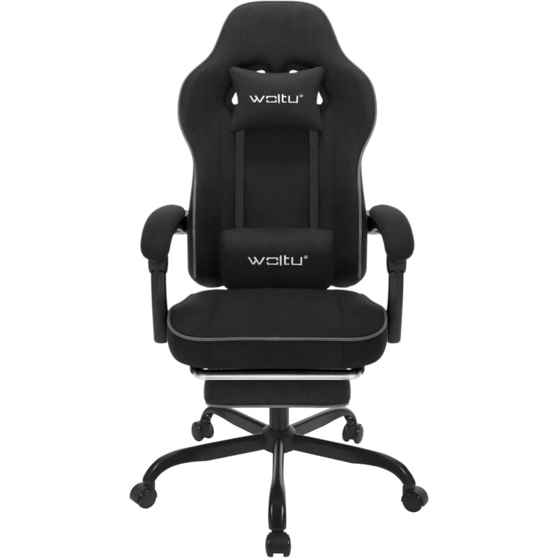 foto del prodotto woltu sedia gaming con massaggiosedia da gaming con poggiapiedi telescopicopoggiatesta e supporto lombare tessuto tecnologico, nero