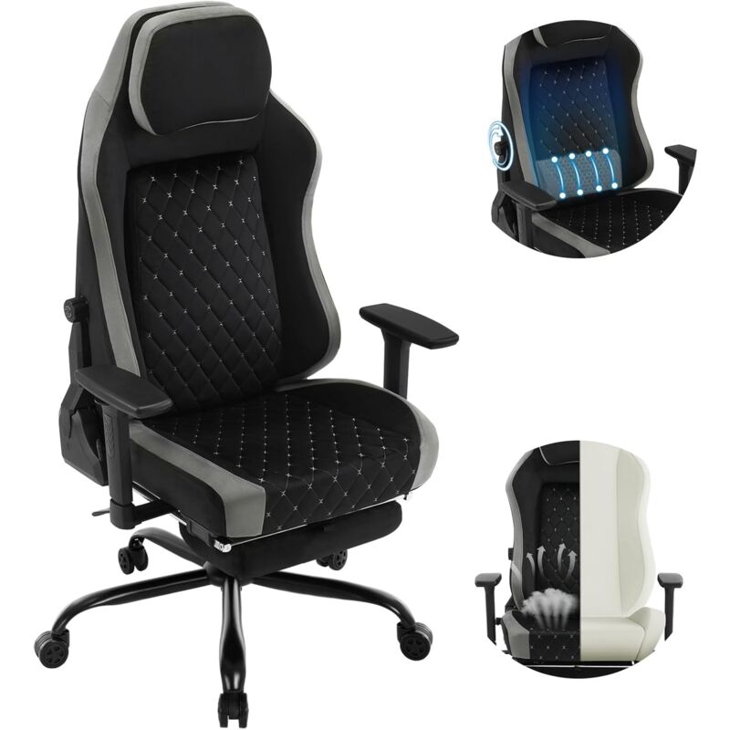 foto del prodotto woltu sedia poltrona da ufficio direzionale ruote girevoli sportiva race gaming, nero grigio