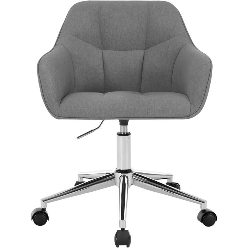 foto del prodotto woltu sedia poltroncina da ufficio scrivania a rotelle girevole in lino con braccioli e rotelle altezza regolabile, grigio