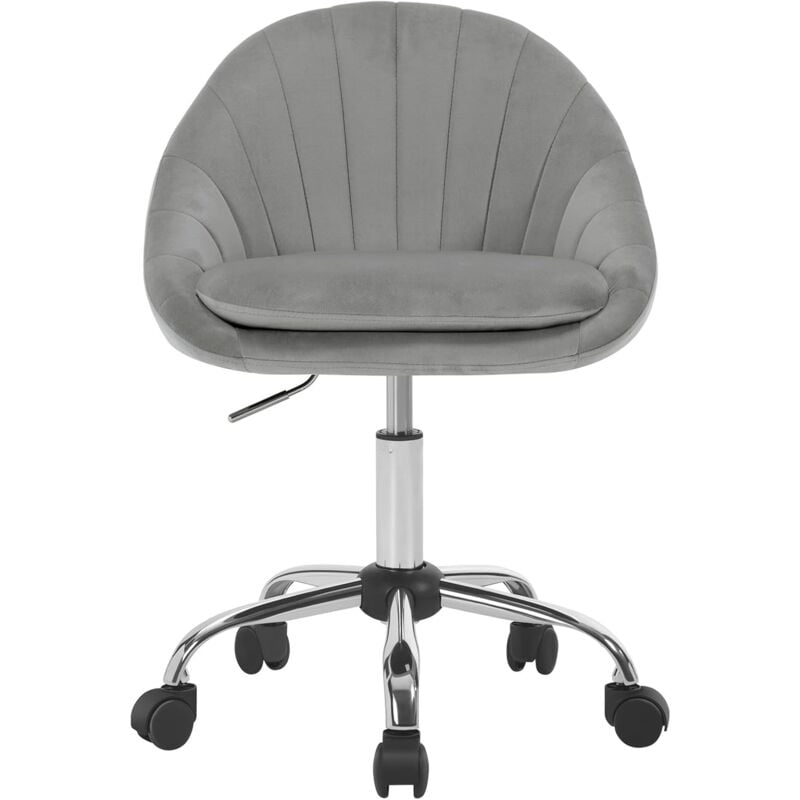 foto del prodotto woltu sedia poltroncina per ufficio ergonomica in velluto imbottita altezza regolabile girevole, grigio chiaro
