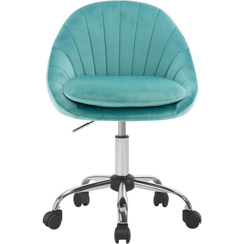 foto del prodotto woltu sedia poltroncina per ufficio ergonomica in velluto imbottita altezza regolabile girevole, turchese