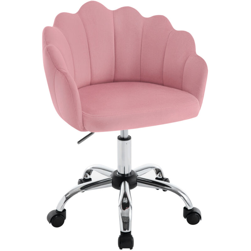 foto del prodotto woltu sedia poltroncina per ufficio in velluto imbottita altezza regolabile girevole, rosa