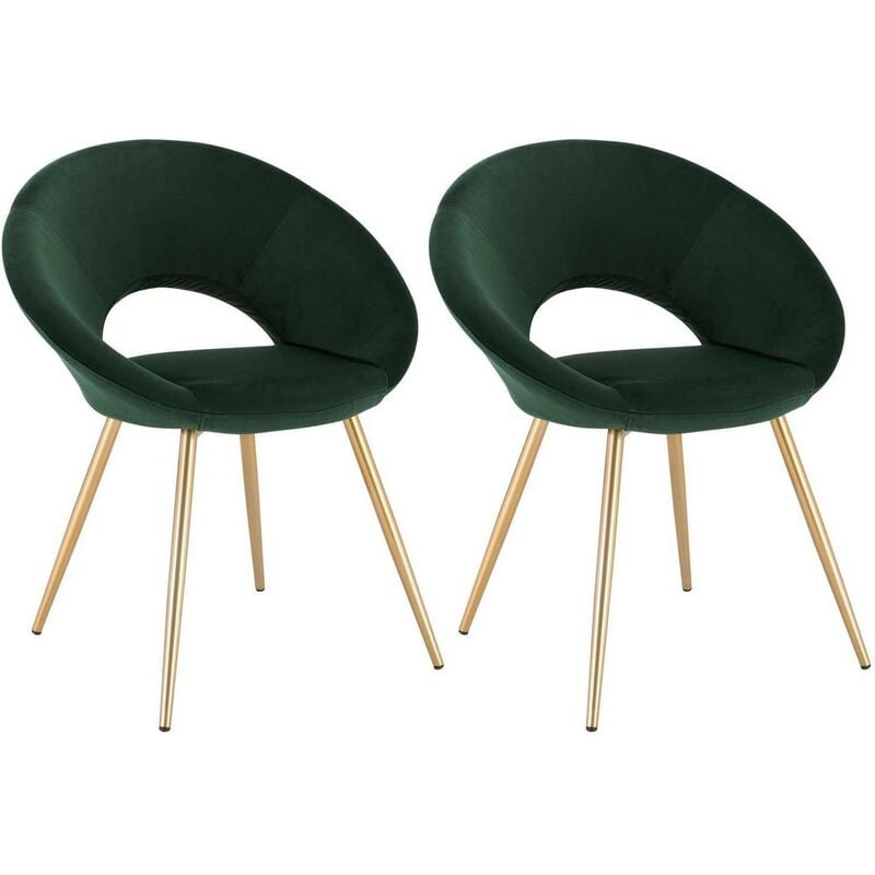 foto del prodotto woltu sedia sala da pranzo cucina salotto ufficio gambe gold in metallo velluto 2x verde scuro
