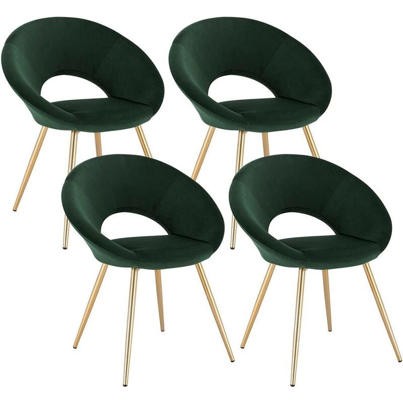 foto del prodotto woltu sedia sala da pranzo cucina salotto ufficio gambe gold in metallo velluto 4x verde scuro