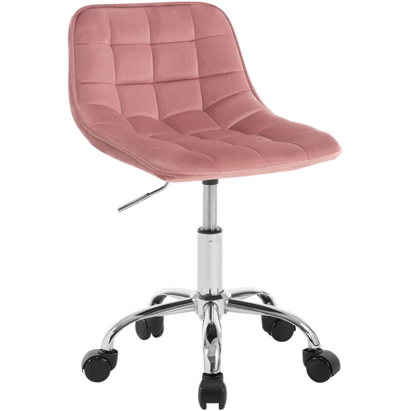 foto del prodotto woltu sedia scrivania ufficio girevole in velluto e metallo altezza regolabile con ruote rosa