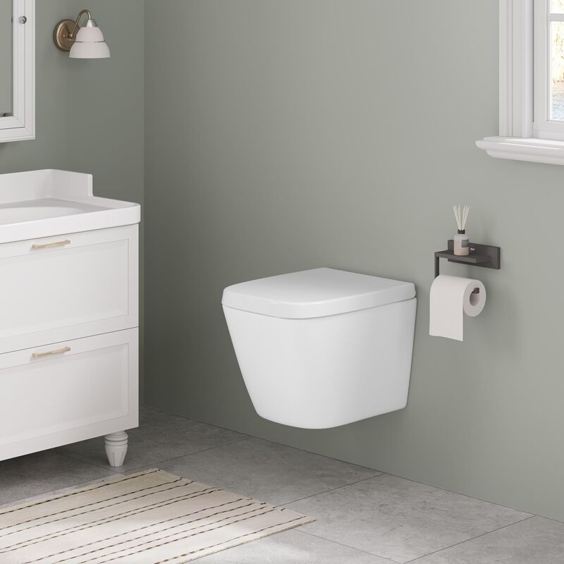 foto del prodotto woltu sedile wc forma quadrata bianco copriwater in duroplast