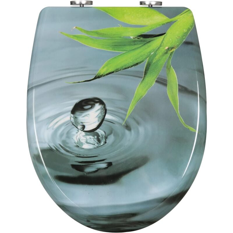 foto del prodotto woltu sedile wc universale copriwater in duroplast a forma di o, goccia d acqua grigia