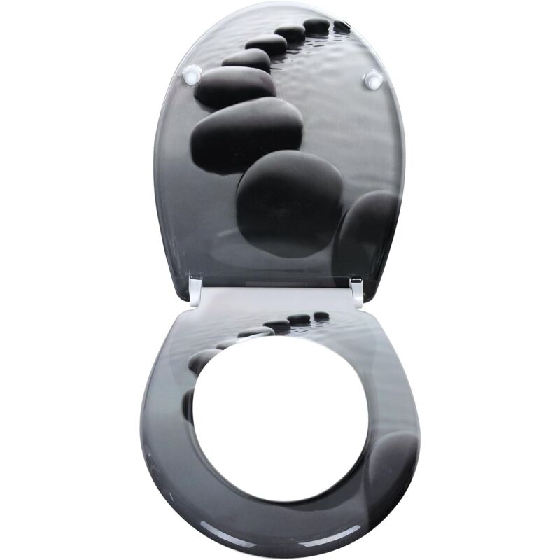 foto del prodotto woltu sedile wc universale copriwater in duroplast a forma di o, pierre noire