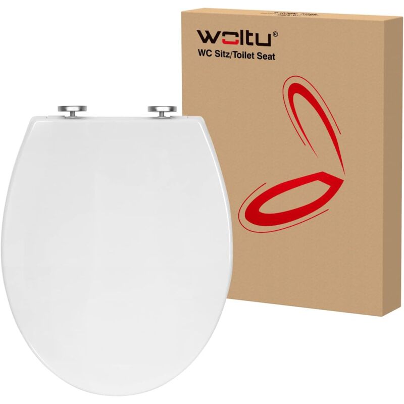 foto del prodotto woltu sedile wc universale copriwater in plastica a forma o bianco