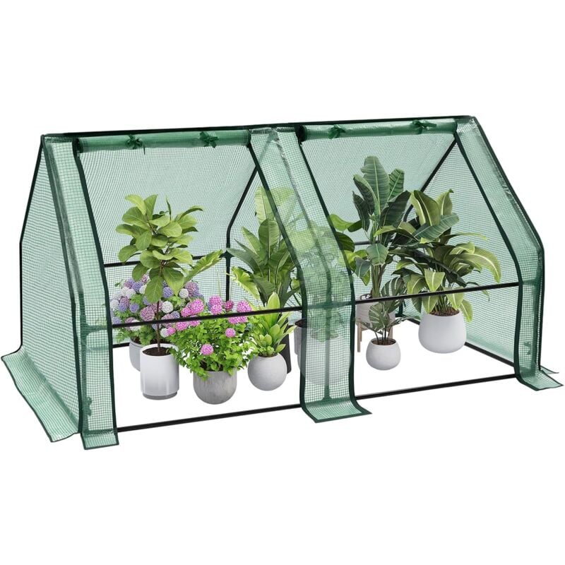 foto del prodotto woltu serra da giardino con 2 porte avvolgibili. serra da balcone. telo per serra in rete pe 140g m2. serra per piante impermeabile. 4 picchetti.