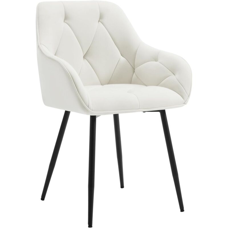 foto del prodotto woltu set 1 sedie moderne da cucina o soggiorno in velluto con gambe in metallo crema