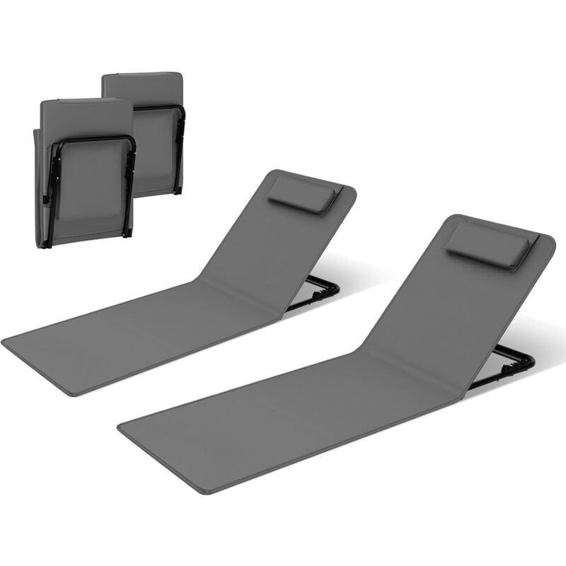 foto del prodotto woltu set 2 pzi lettini spiaggia pieghevoli schienale regolabile grigio scuro