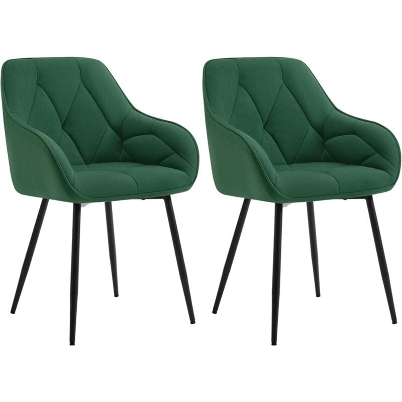 foto del prodotto woltu set 2x sedie moderne da cucina o soggiorno in velluto con gambe in metallo, verde scuro