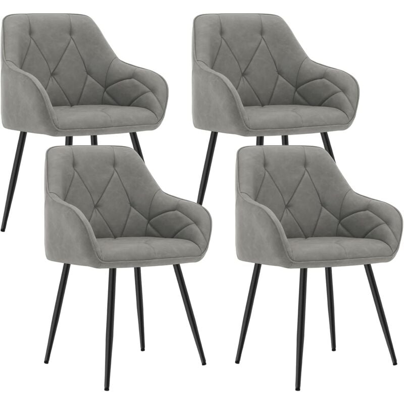 foto del prodotto woltu set 4 sedie imbottite moderne da cucina o soggiorno gambe in metallo. in pu vintage grigio scuro