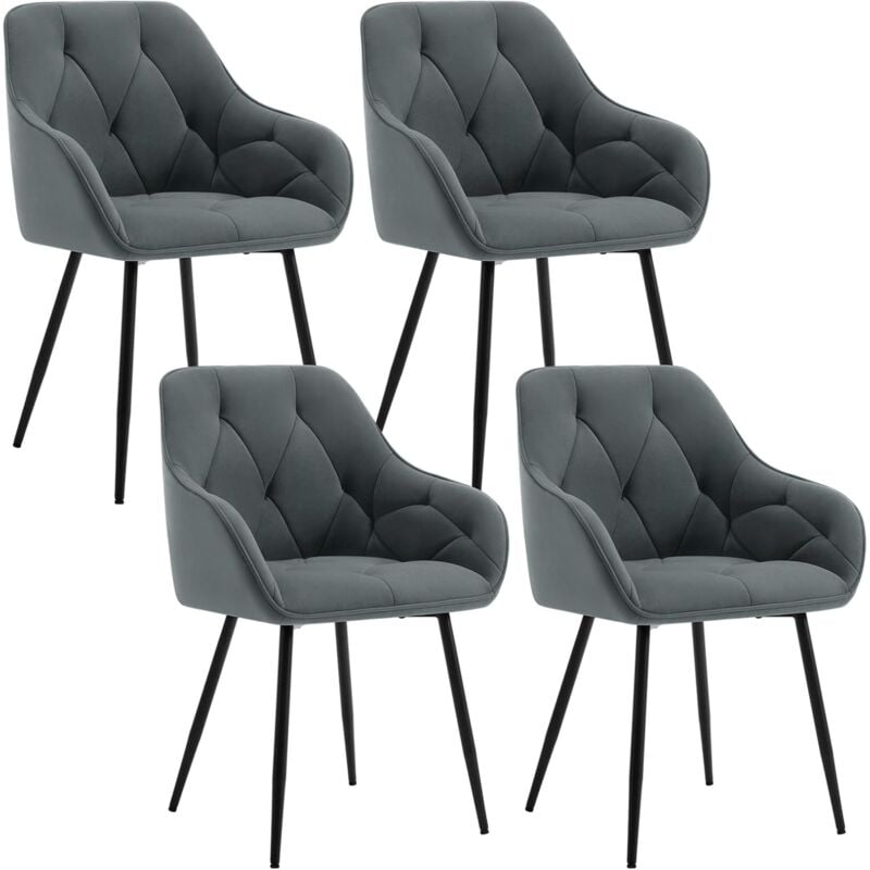 foto del prodotto woltu set 4 sedie moderne da cucina o soggiorno in velluto con gambe in metallo grigio scuro