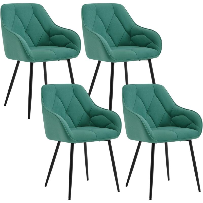 foto del prodotto woltu set 4x sedie moderne da cucina o soggiorno in velluto con gambe in metallo, azzurro
