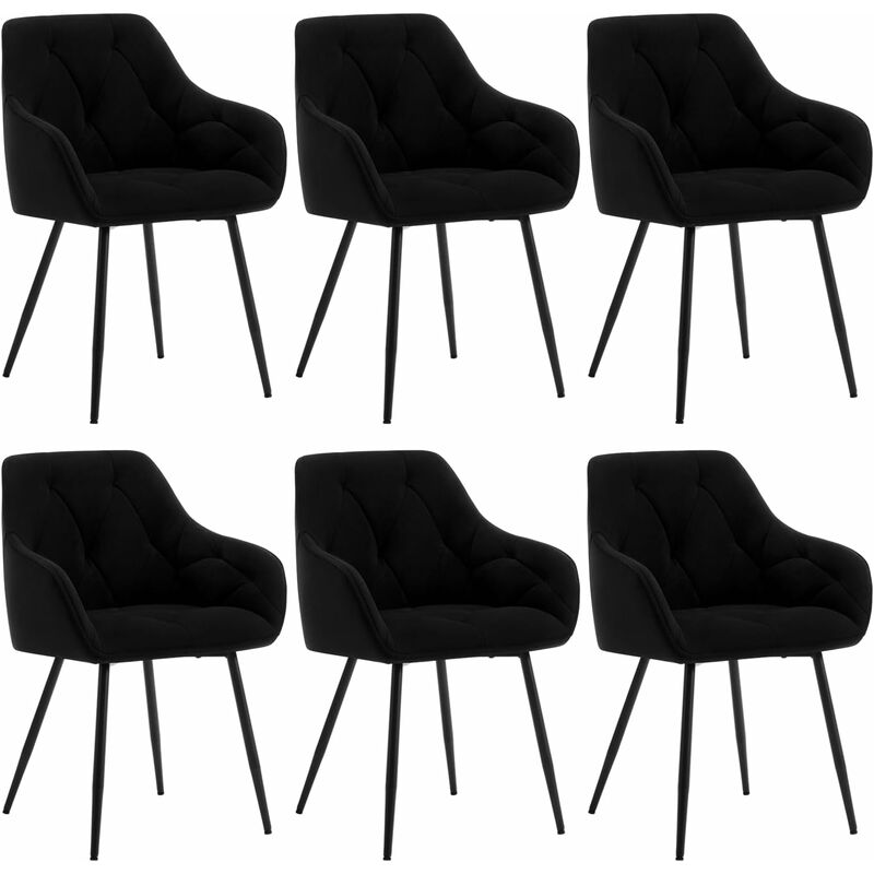 foto del prodotto woltu set 6 sedie moderne da cucina o soggiorno in velluto con gambe in metallo nero