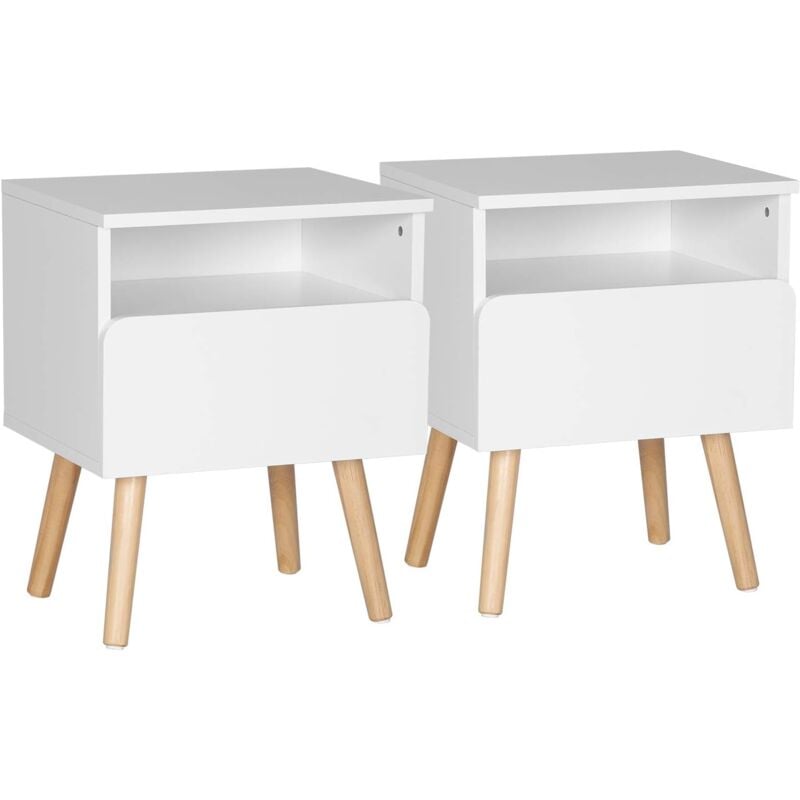 foto del prodotto woltu set di 2 comodino tavolino da caff multiuso design aperto in legno, bianco