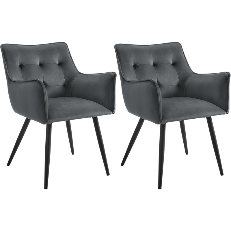 foto del prodotto woltu set di 2 sedie da cucina moderne. sedie per sala da pranzo con schienale e braccioli. poltroncine imbottite con gambe in metallo. per salotto.