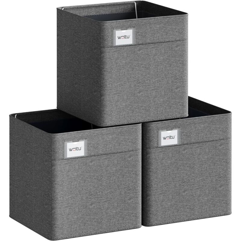 foto del prodotto woltu set di 3 scatole portaoggetti pieghevoli, contenitori in tessuto, 17l, grigio scuro