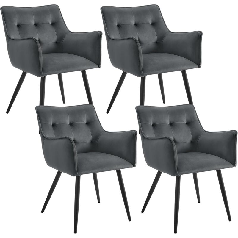 foto del prodotto woltu set di 4 sedie da cucina moderne. sedie per sala da pranzo con schienale e braccioli. poltroncine imbottite con gambe in metallo. per salotto.