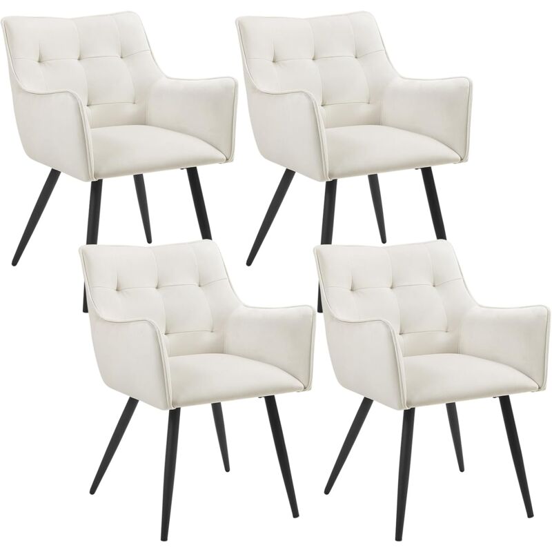 foto del prodotto woltu set di 4 sedie da cucina moderne. sedie per sala da pranzo con schienale e braccioli. poltroncine imbottite con gambe in metallo. per salotto.
