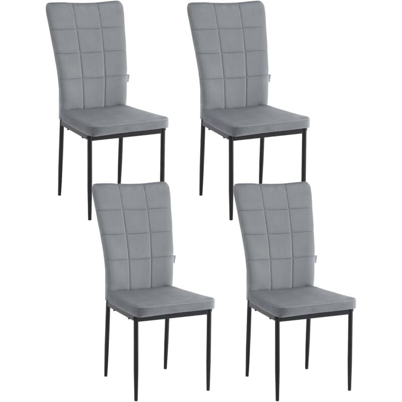 foto del prodotto woltu set di 4 sedie in velluto per sala da pranzo moderna sedie da cucina con schienale alto grigio scuro