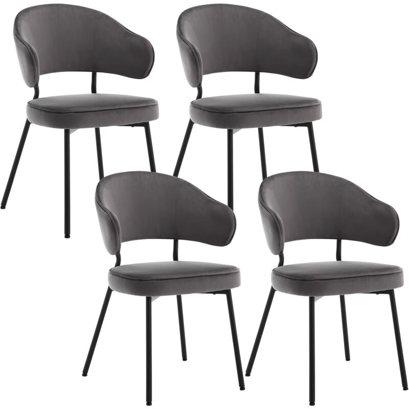 foto del prodotto woltu set di 4 sedie per sala da pranzo. sedie da cucina con schienale. sedie imbottite e rivestite in velluto con gambe metalliche. sedie moderne