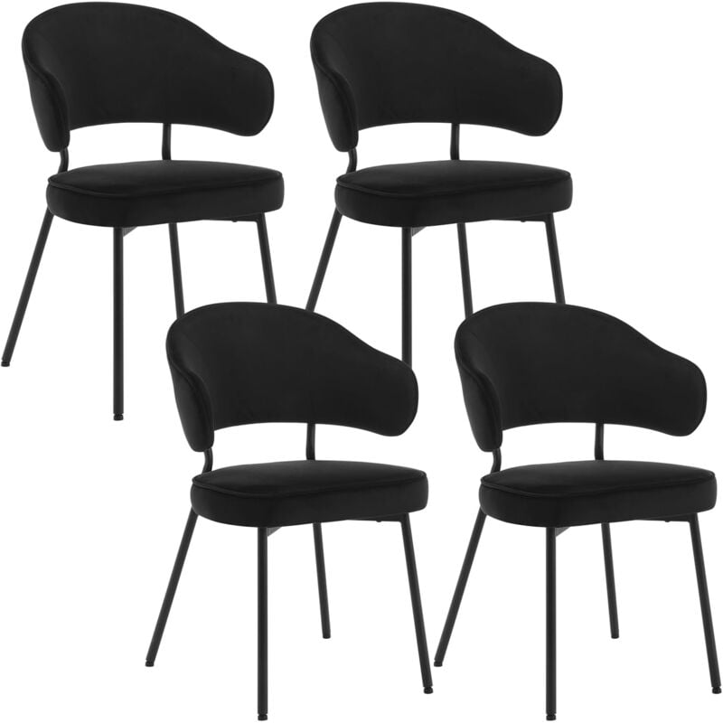 foto del prodotto woltu set di 4 sedie per sala da pranzo. sedie da cucina con schienale. sedie imbottite e rivestite in velluto con gambe metalliche. sedie moderne