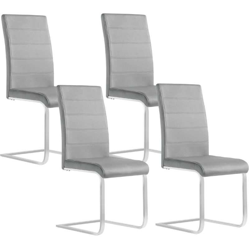 foto del prodotto woltu set di 4 sedie per sala da pranzo. sedie da cucina moderne con schienale alto. sedie cantilever imbottite ergonomiche per soggiorno. ufficio. in velluto. grigio scuro