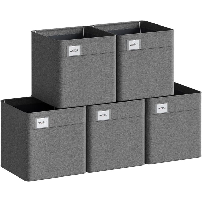 foto del prodotto woltu set di 5 scatole portaoggetti pieghevoli, contenitori in tessuto, 25l, grigio scuro