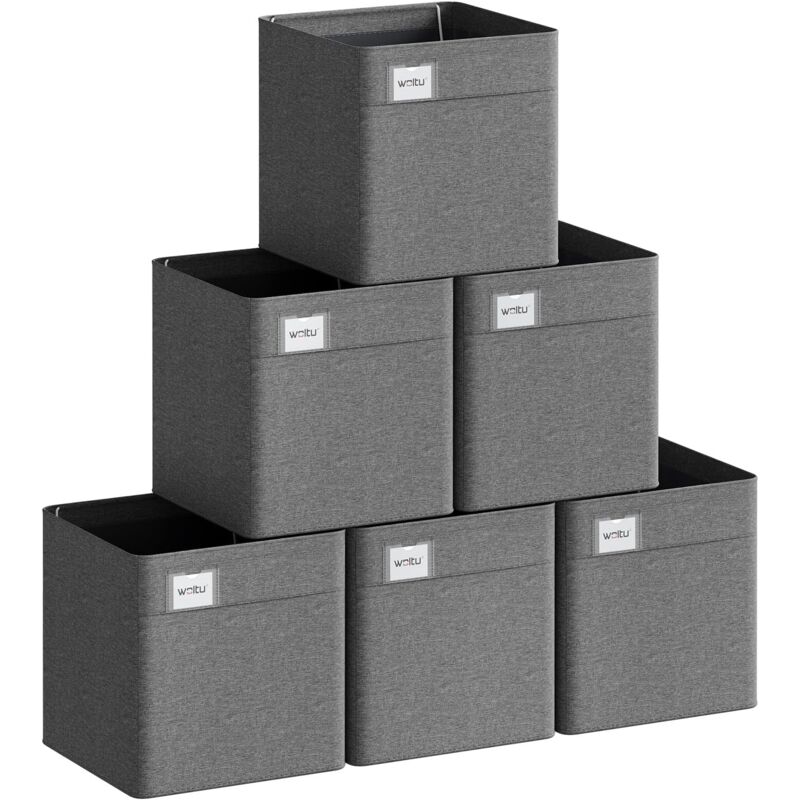 foto del prodotto woltu set di 6 scatole portaoggetti pieghevoli, contenitori in tessuto, 34l, grigio scuro