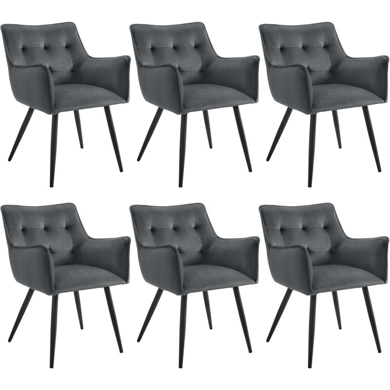 foto del prodotto woltu set di 6 sedie da cucina moderne. sedie per sala da pranzo con schienale e braccioli. poltroncine imbottite con gambe in metallo. per