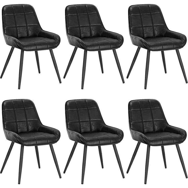 foto del prodotto woltu set di 6 sedie da pranzo con schienale curvo. sedie ergonomiche in similpelle e metallo. poltroncina imbottita per salotto. ufficio. camera