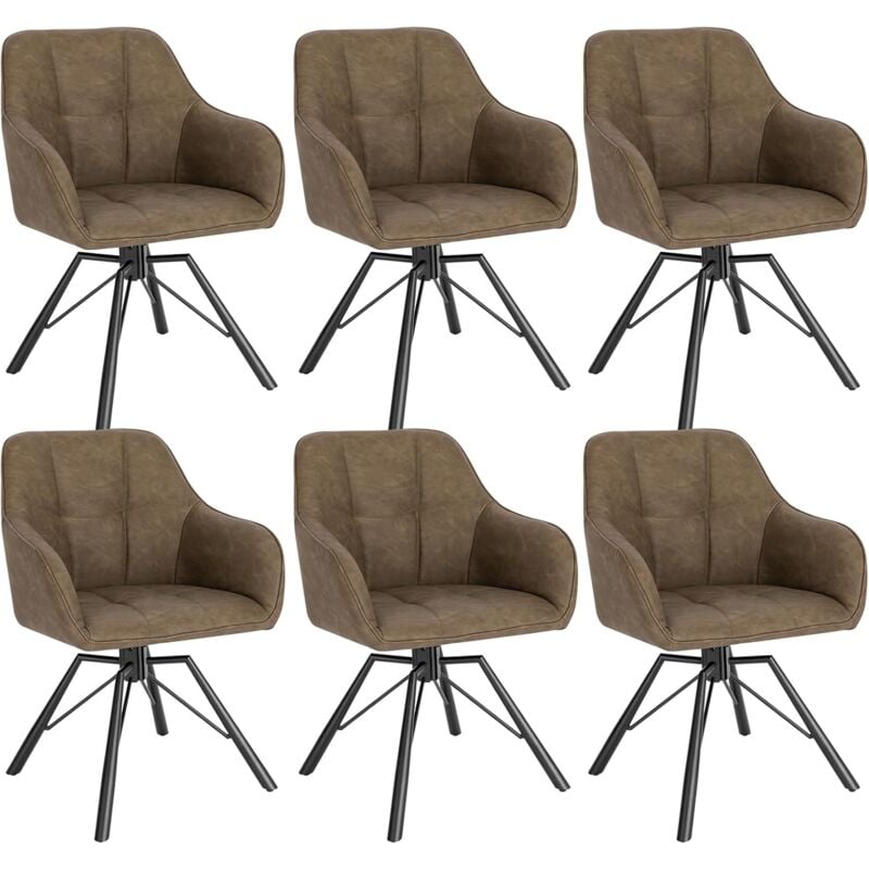 foto del prodotto woltu set di 6 sedie per sala da pranzo girevoli a 360 . sedie da cucina imbottite con gambe in metallo. poltroncine in similpelle per camera da