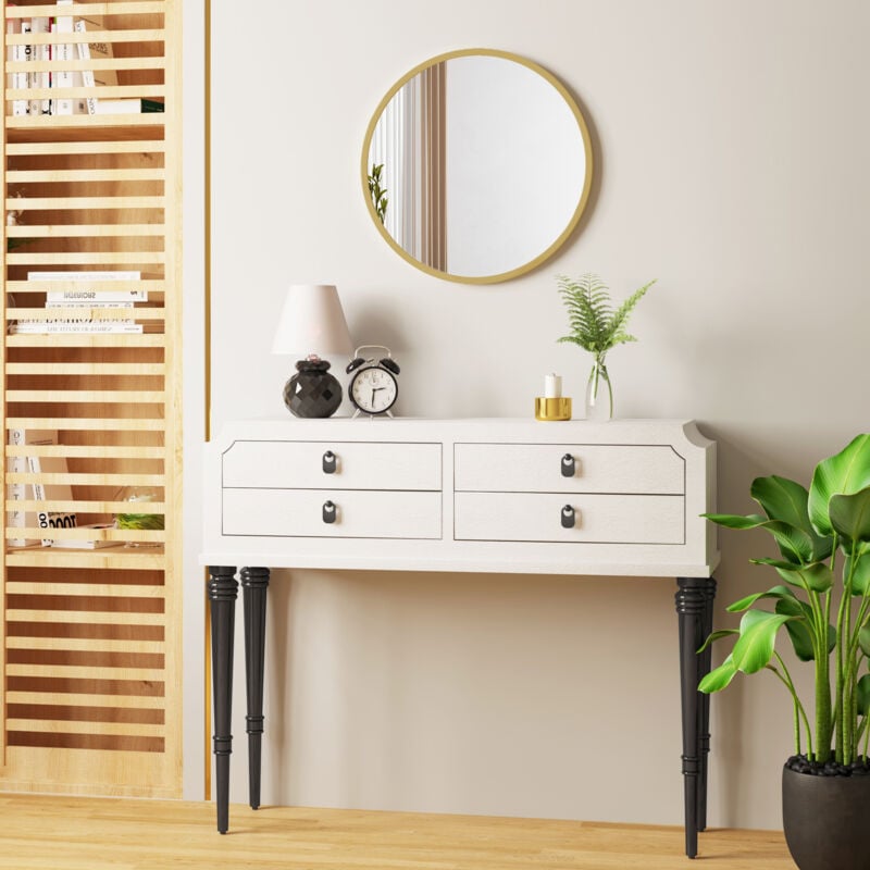 foto del prodotto woltu specchio da parete rotondo 50 cm. specchio rotondo dorato con cornice in metallo. specchiera da bagno. specchio per trucco. specchio
