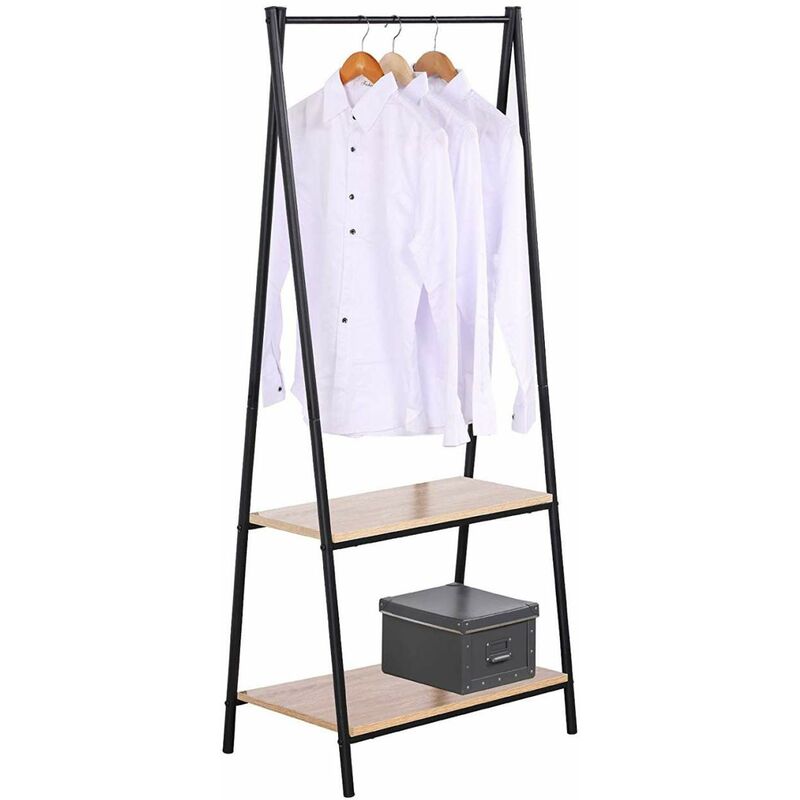 foto del prodotto woltu stand appendiabiti con asta ripiani camera letto legno metallo