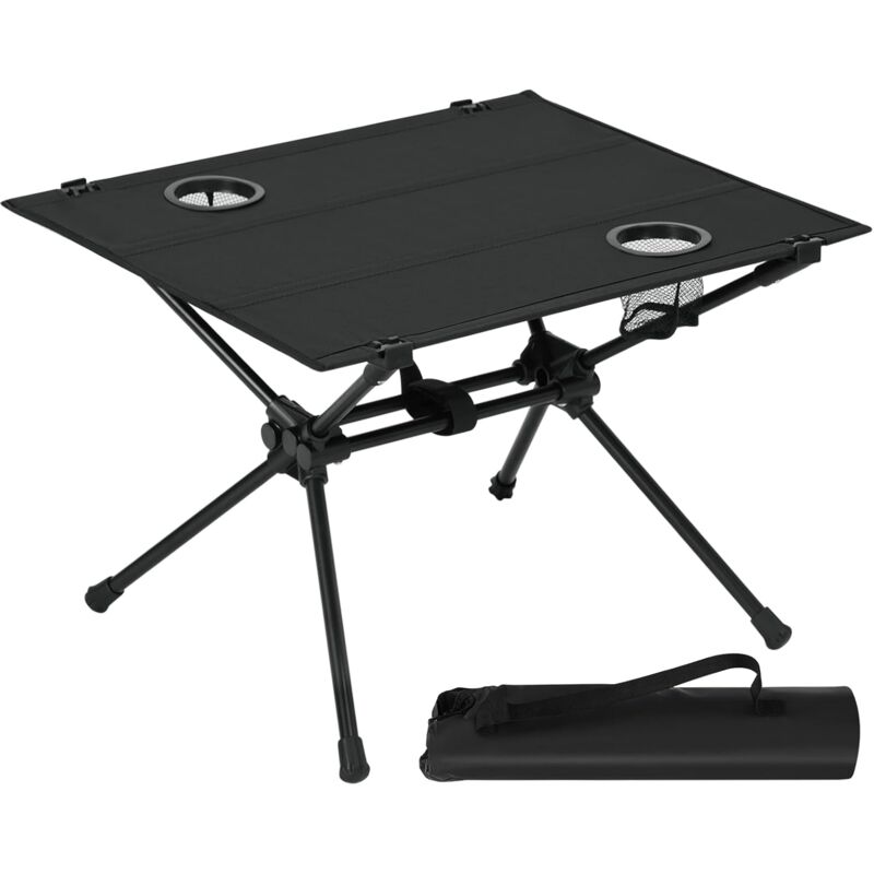 foto del prodotto woltu tavolino pieghevole con struttura in alluminio ideale per campeggio 63x56x43 cm nero