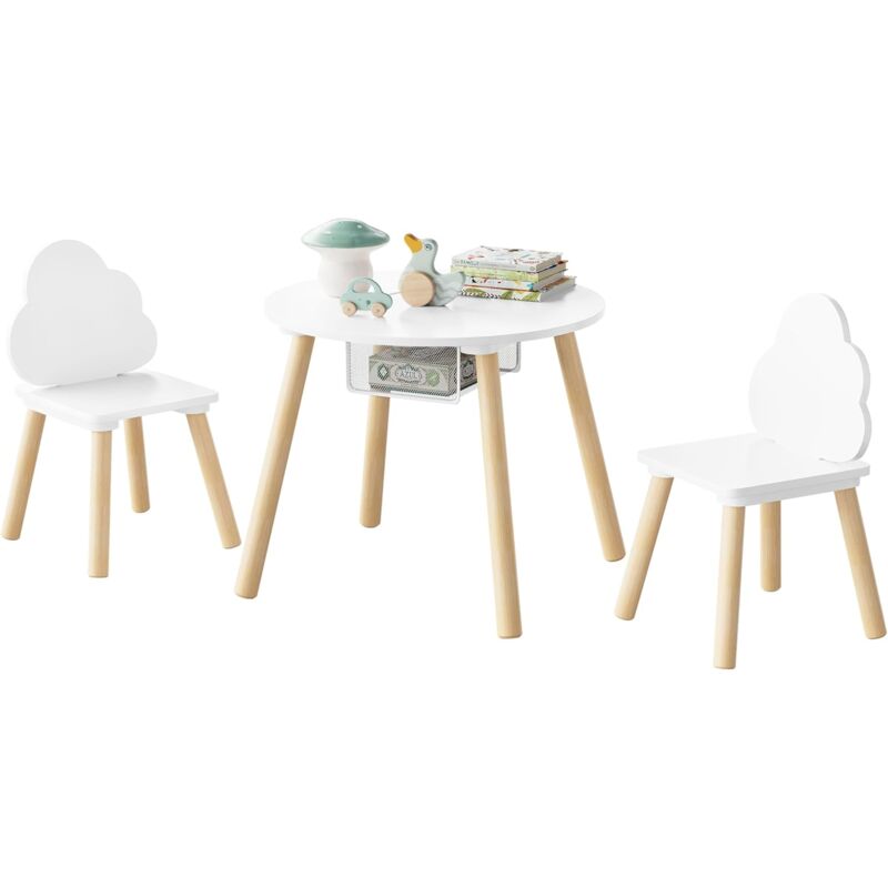 foto del prodotto woltu tavolino rotondo con 2 sedie per bambini bianco rovere chiaro
