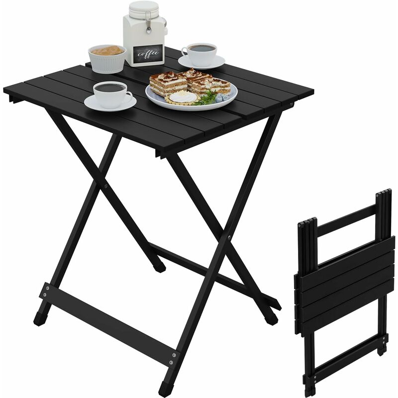 foto del prodotto woltu tavolo campeggio in alluminio picnic campeggio giardino casa, 50.5x47x59.5cm, nero