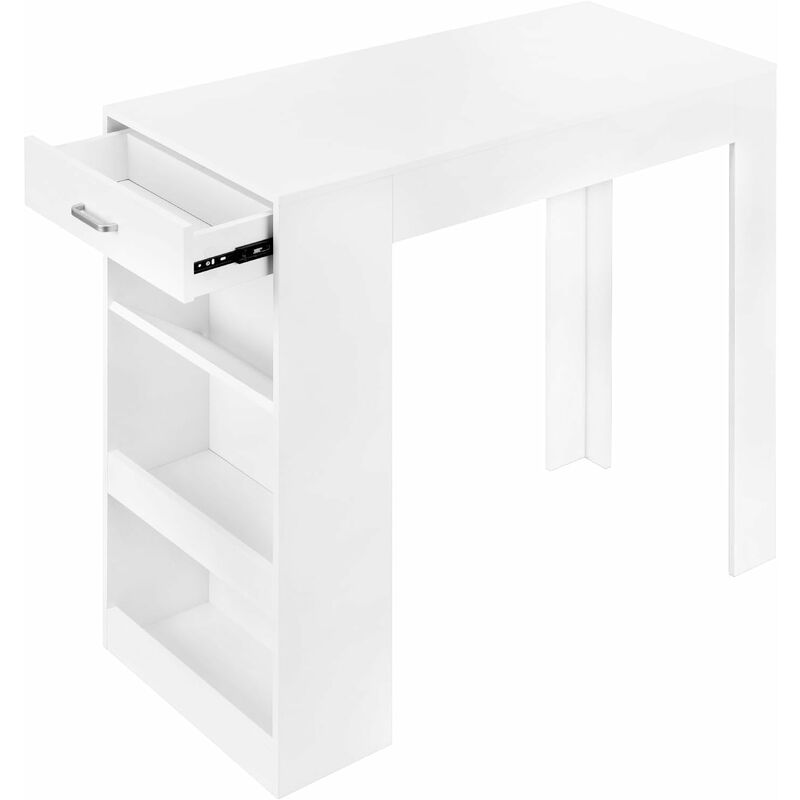 foto del prodotto woltu tavolo da bar con 1 cassetto e 3 ripiani,bancone stile bar,tavolo cucina, bianco