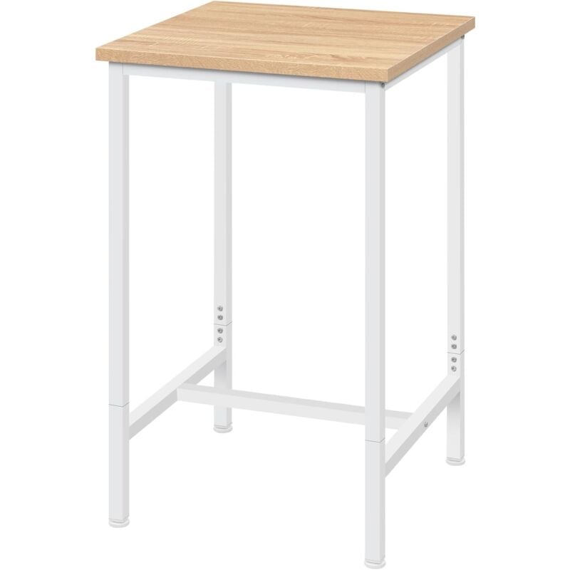 foto del prodotto woltu tavolo da bar quadrato alto tavolino bancone per cucina in metallo e legno rovere+bianco