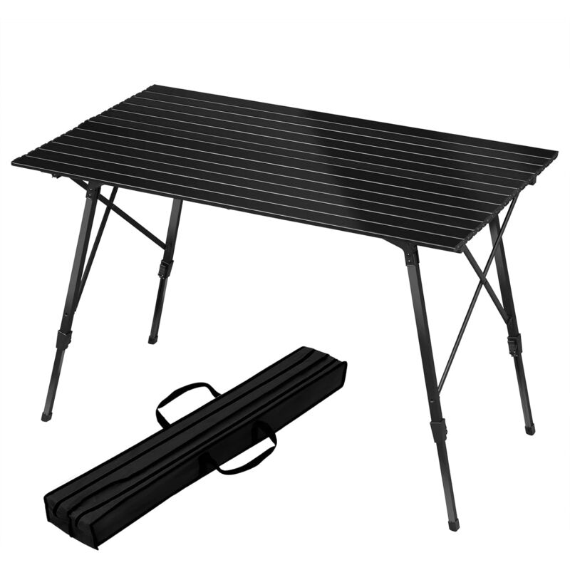 foto del prodotto woltu tavolo da camping in alluminio 120x68,5x59 78,5 cm, pieghevole tavolo da campeggio, tavolo campeggio, tavolo pieghevole campeggio, nero