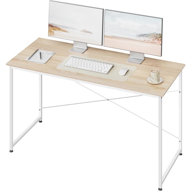 foto del prodotto woltu tavolo da studio scrivania per computer, postazione di lavoro moderna per ufficio, tavolo da pranzo per casa e ufficio, 140x60 cm, rovere